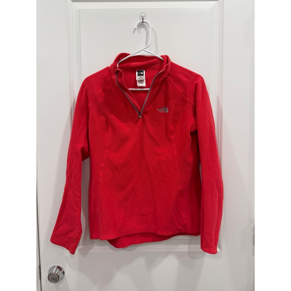 The North Face Womens Red TKA 100 Glacier Quarter Zip Fleece Pullover Medium